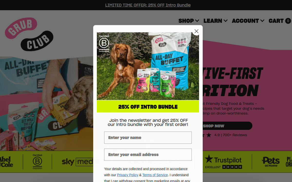mygrubclub.com screenshot