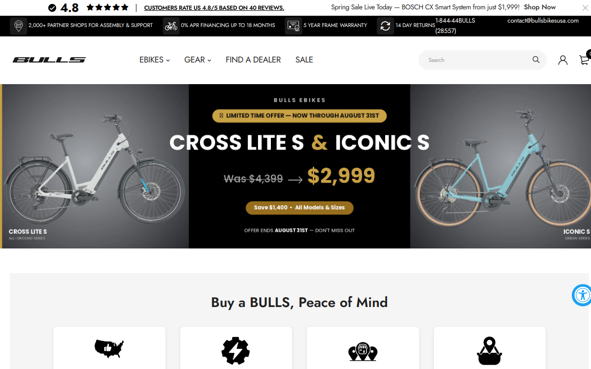bullsbikesusa.com screenshot