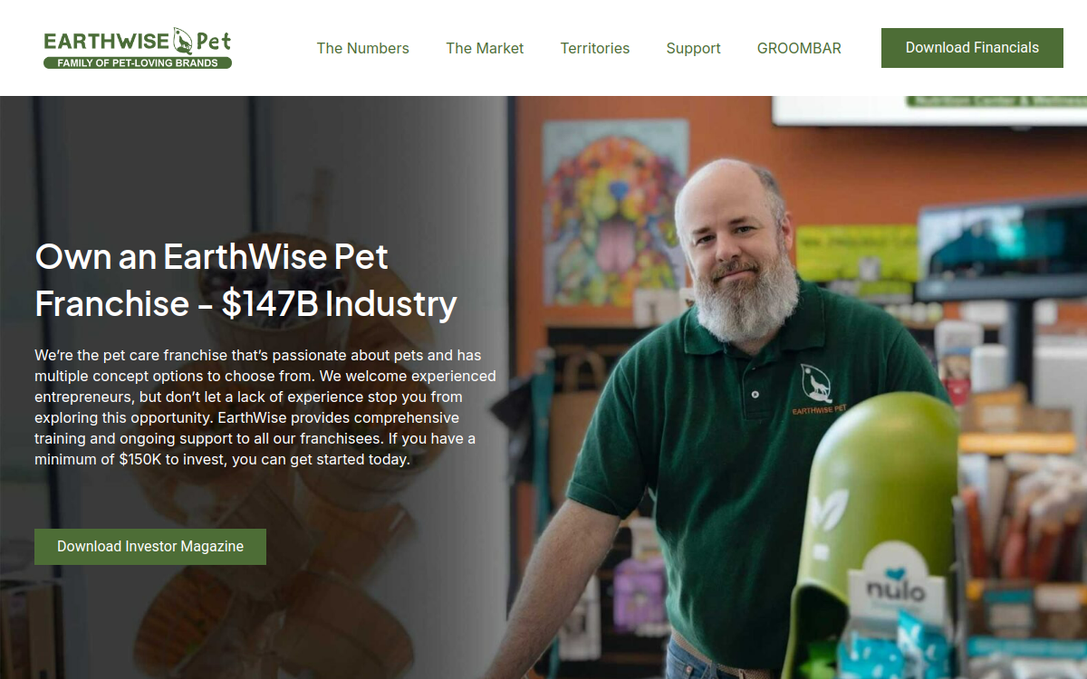 earthwisepetfranchise.com screenshot