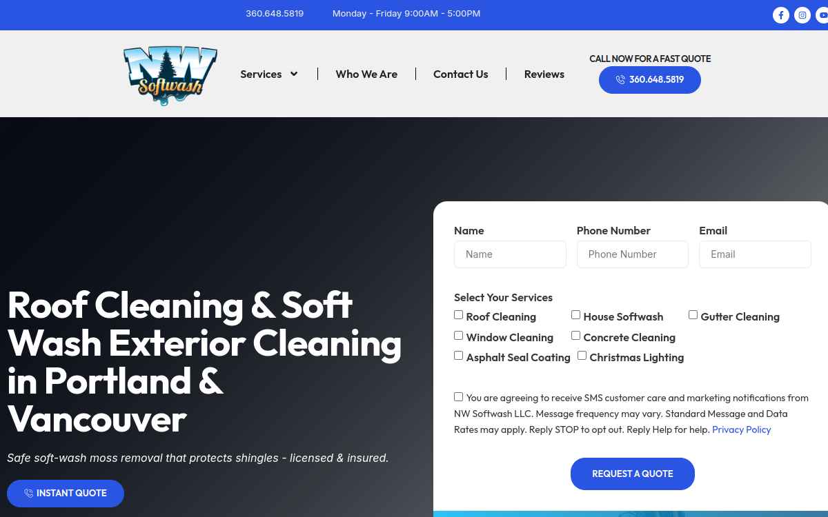 nwsoftwash.com screenshot